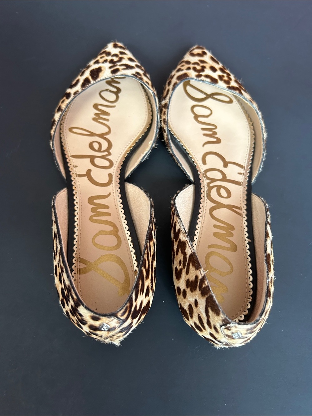 Sam Edelman Leopard Print Pointed Toe Flats Size 10 Calf Hair Rodney D’Orsay - Picture 3 of 12